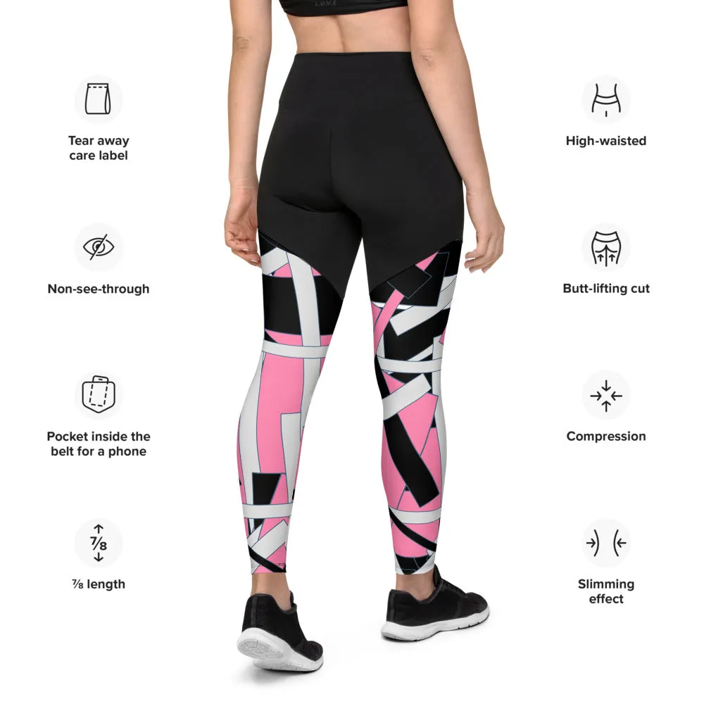Pink Geometric Sports Leggings