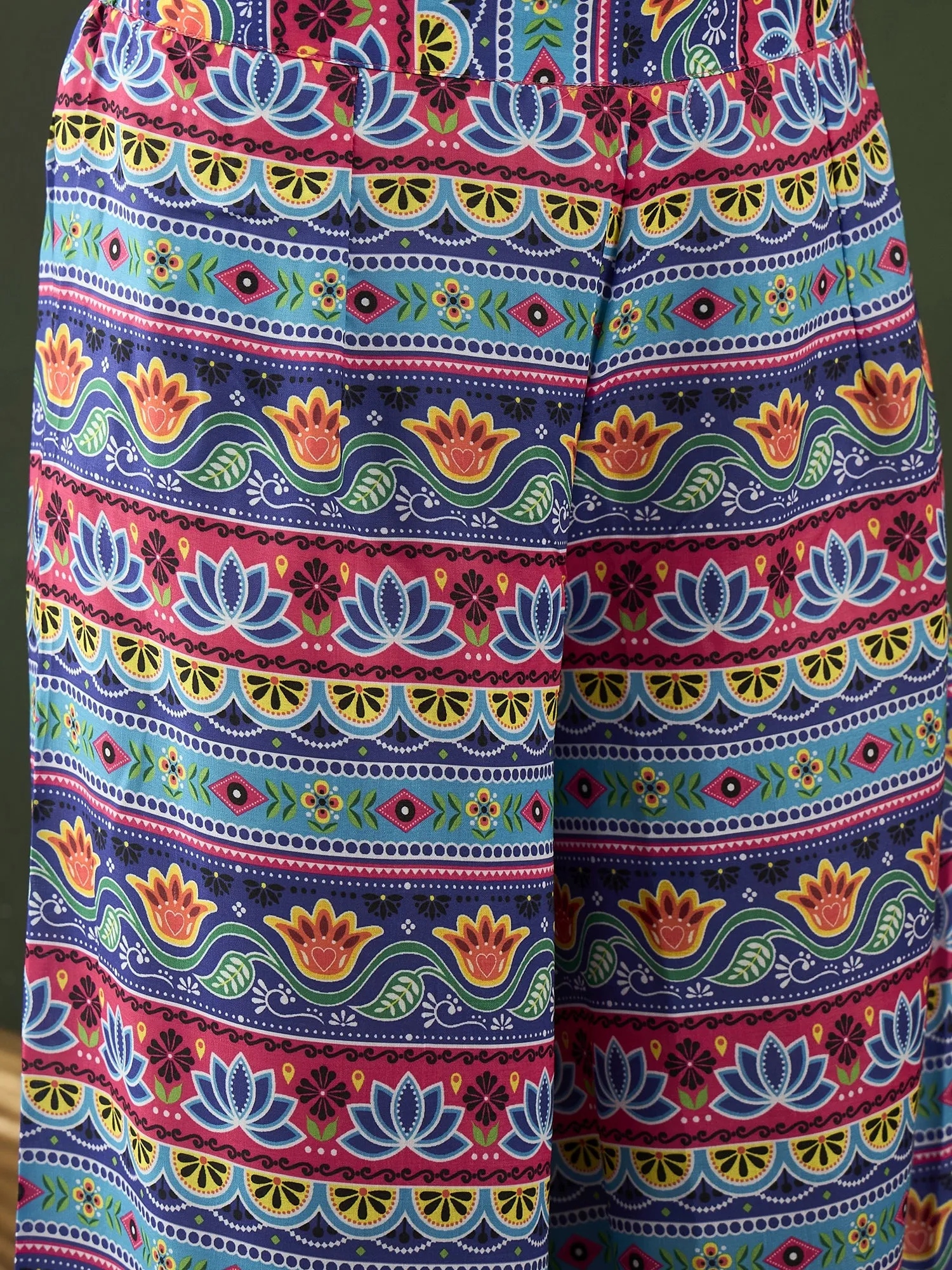 Pink Kurta With Printed Palazzo