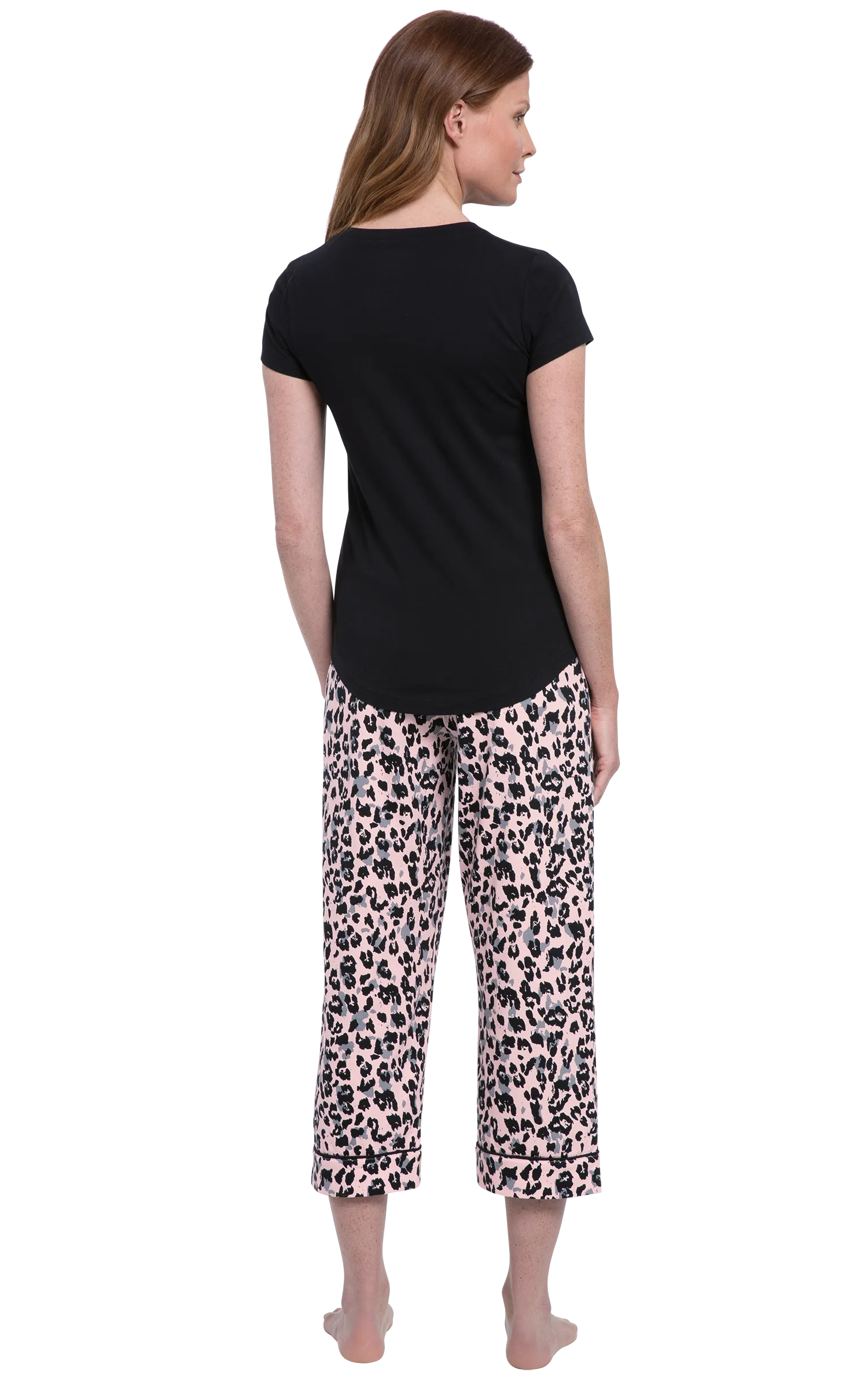 Pink Leopard - Pocket Tee Capri Pajamas