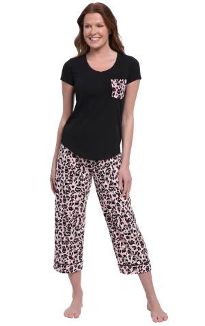 Pink Leopard - Pocket Tee Capri Pajamas