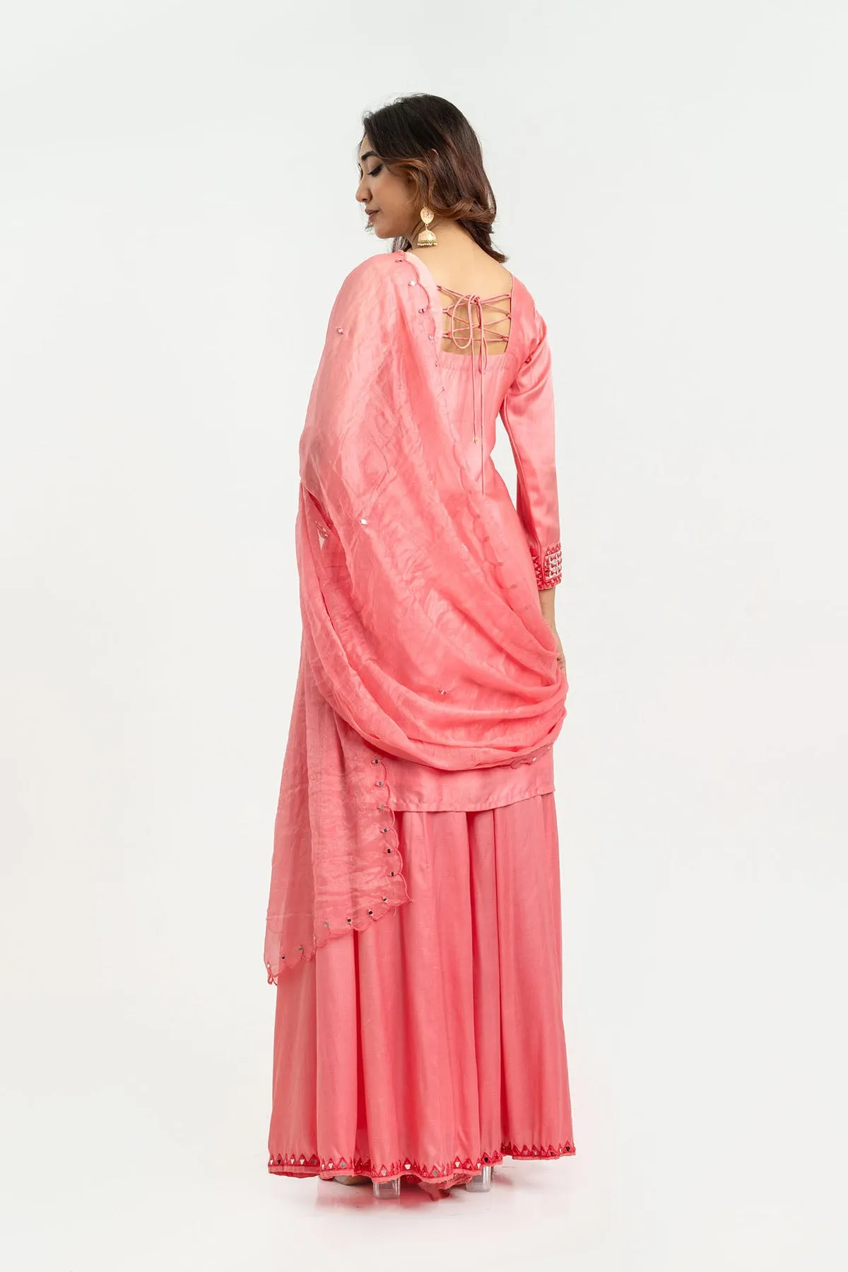 Pink Mirror Work Palazzo Pants