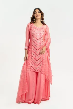 Pink Mirror Work Palazzo Pants