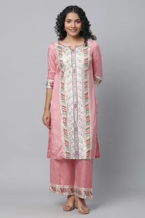 Pink Printed Liva kurta & Palazzo Set
