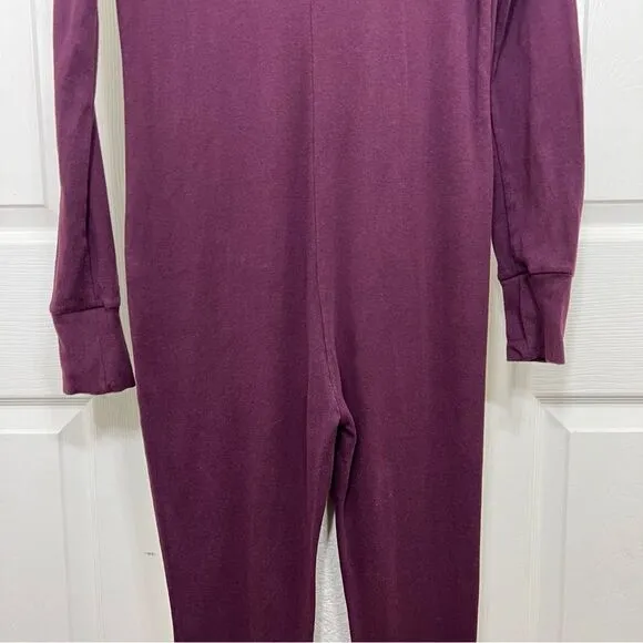 PINK Victoria’s Secret Candy Cane Heart Onesie Pajama Burgundy Christmas Size S