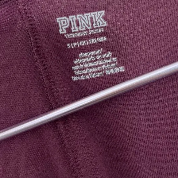 PINK Victoria’s Secret Candy Cane Heart Onesie Pajama Burgundy Christmas Size S