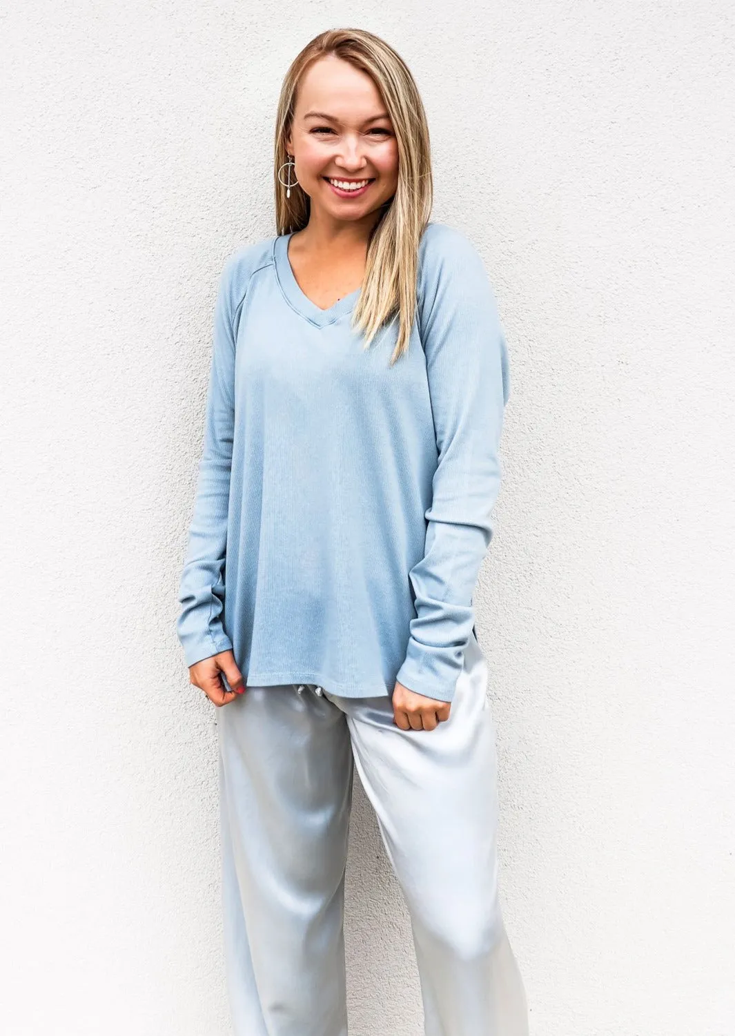PJ Harlow Jolie Capri Satin Pant in Morning Blue