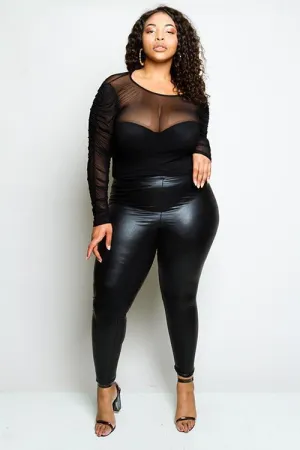 Plus Size Leather Effect Leggings