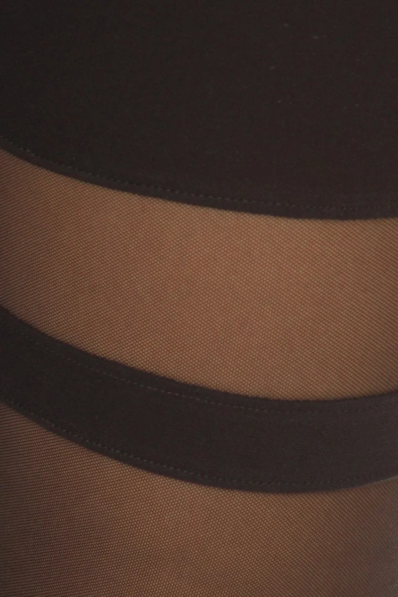 Plus Size Mesh Panel High Waist Leggings
