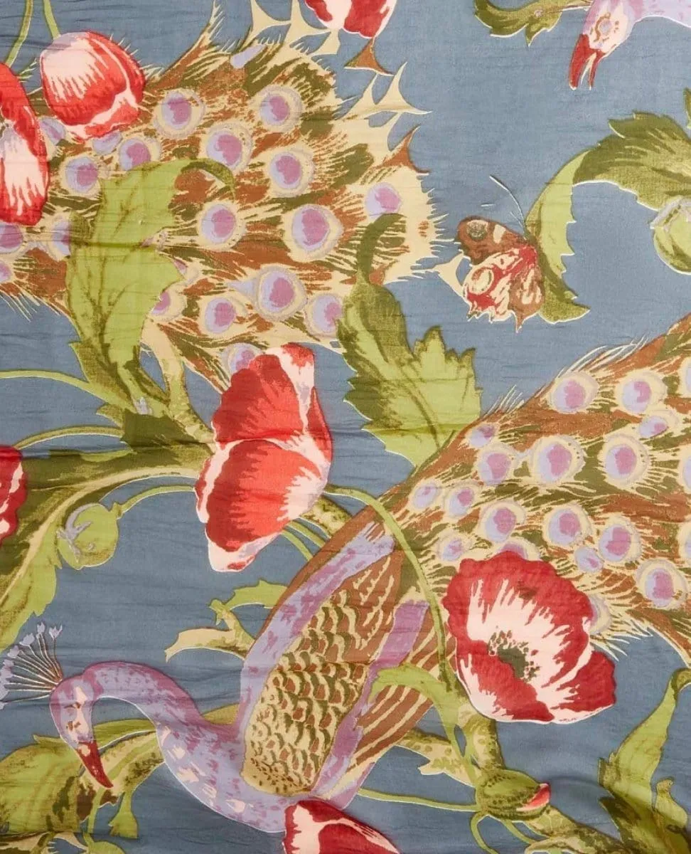 Poppies and Peacocks Long Kimono