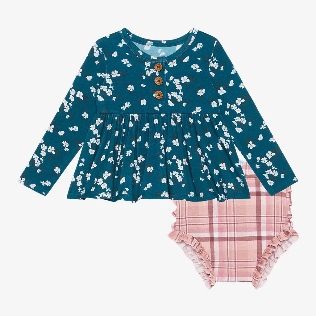 Posh Peanut Adriana L/S Henley Peplum Top & Bloomer Set