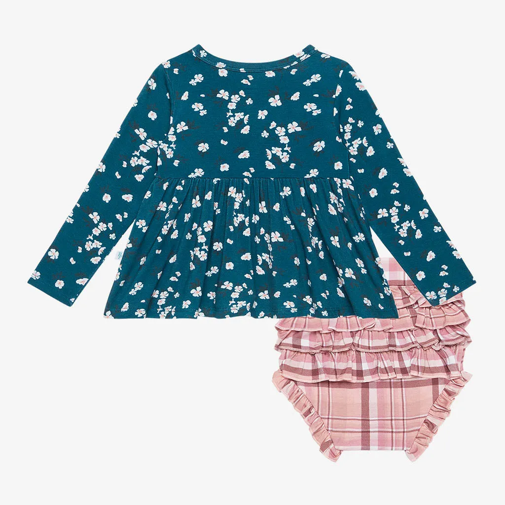 Posh Peanut Adriana L/S Henley Peplum Top & Bloomer Set