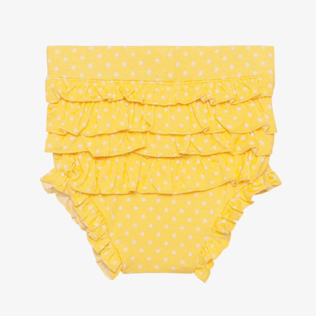 Posh Peanut Bananas Ruffled Capsleeve Henley Peplum Top & Bloomer Set