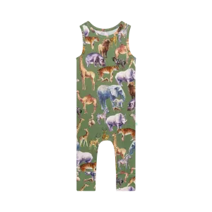Posh Peanut Basic Racerback Romper in Posh Safari