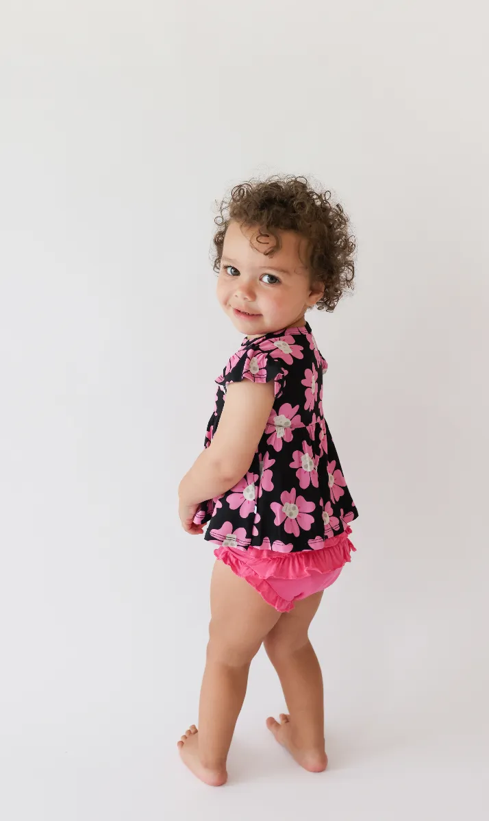 Posh Peanut Cap Sleeve Basic Peplum Top & Bloomer Set in Winifred