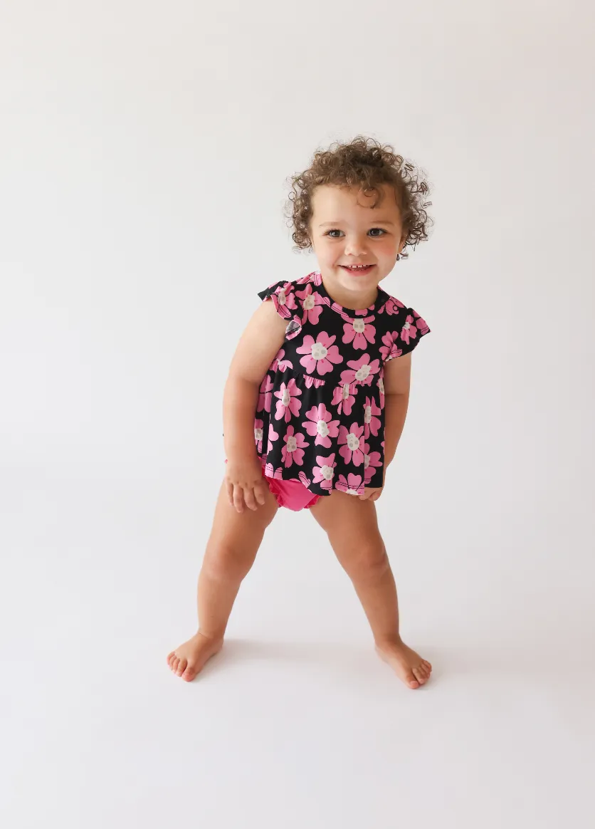 Posh Peanut Cap Sleeve Basic Peplum Top & Bloomer Set in Winifred