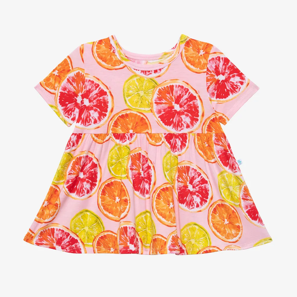 Posh Peanut Citrine Basic S/S Peplum Top & Ruffled Short Set