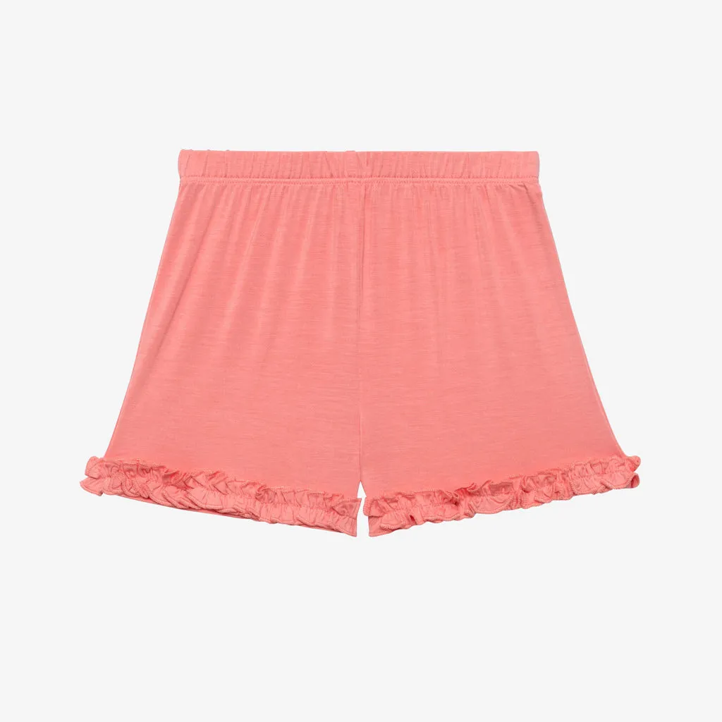 Posh Peanut Citrine Basic S/S Peplum Top & Ruffled Short Set
