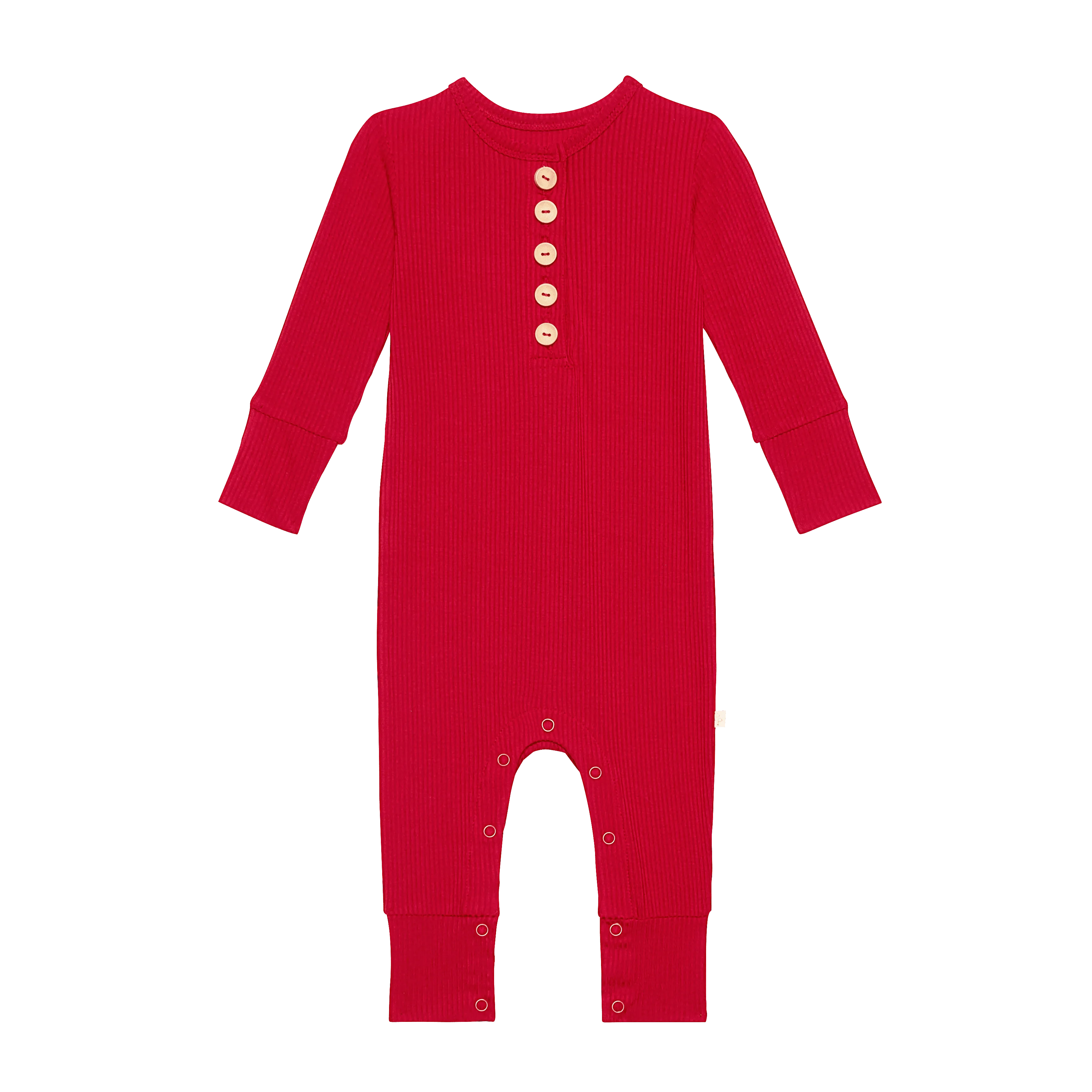Posh Peanut Crimson Ribbed Long Sleeve Henley Romper