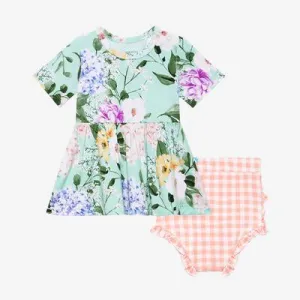 Posh Peanut Erin-S/S Basic Peplum Top & Bloomer Set Mint