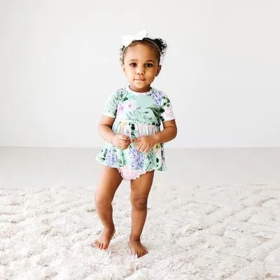 Posh Peanut Erin-S/S Basic Peplum Top & Bloomer Set Mint