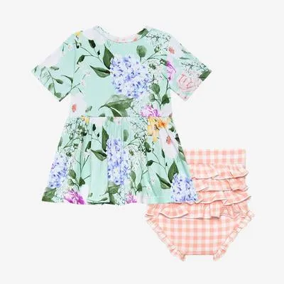Posh Peanut Erin-S/S Basic Peplum Top & Bloomer Set Mint