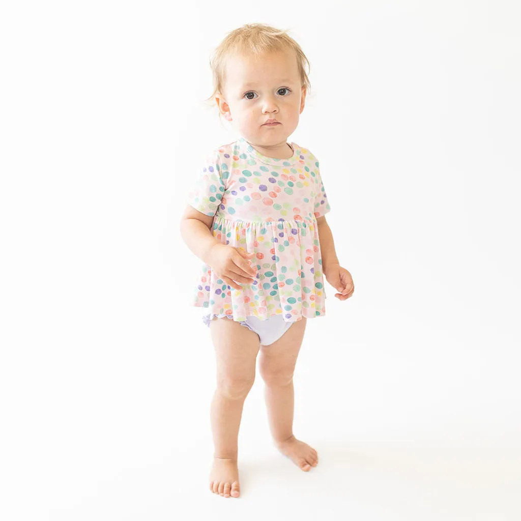 Posh Peanut Estelle S/S Basic Peplum Top & Bloomer Set