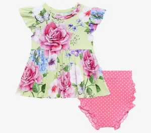 Posh Peanut Georgina Ruffled Capsleeve Basic Peplum Top & Bloomer Set
