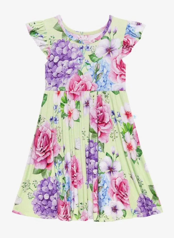 Posh Peanut Georgina Ruffled Capsleeve Basic Twirl Dress