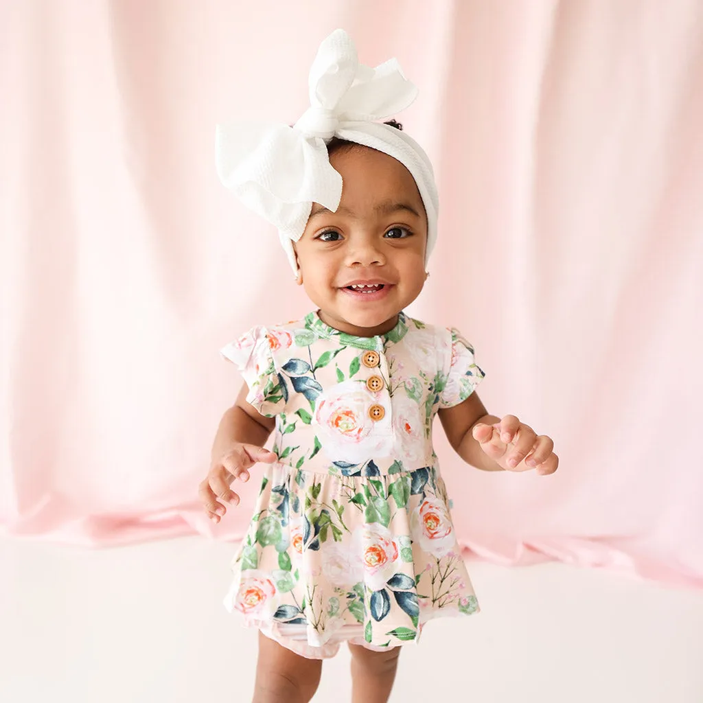 Posh Peanut Harper Ruffled Capsleeve Henley Peplum Top & Bloomer Set