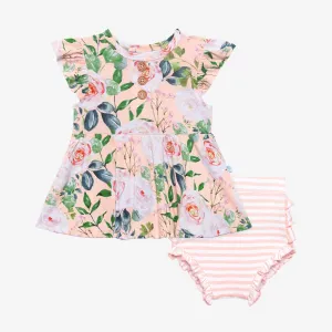 Posh Peanut Harper Ruffled Capsleeve Henley Peplum Top & Bloomer Set