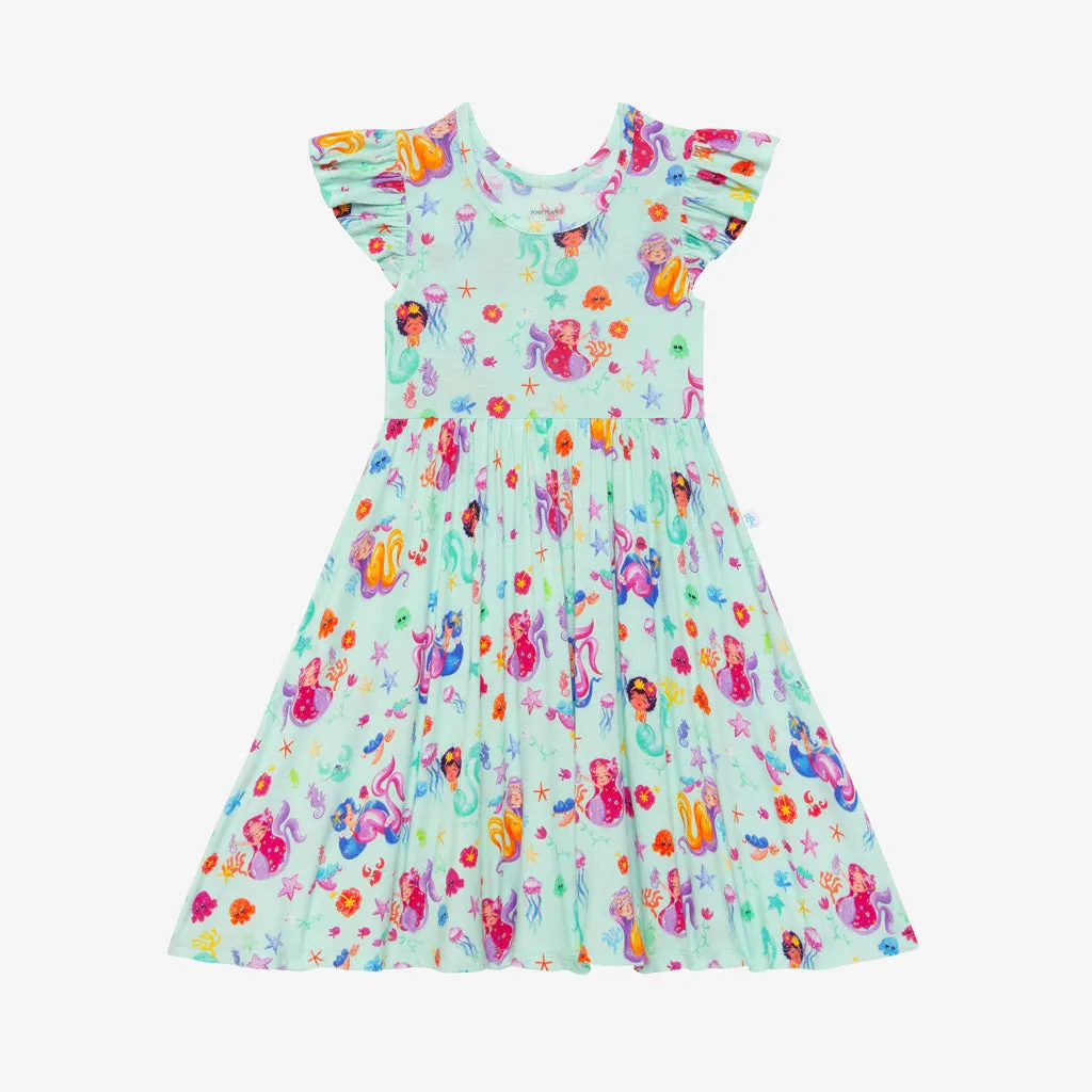 Posh Peanut Kai Ruffled Capsleeve Basic Twirl Dress