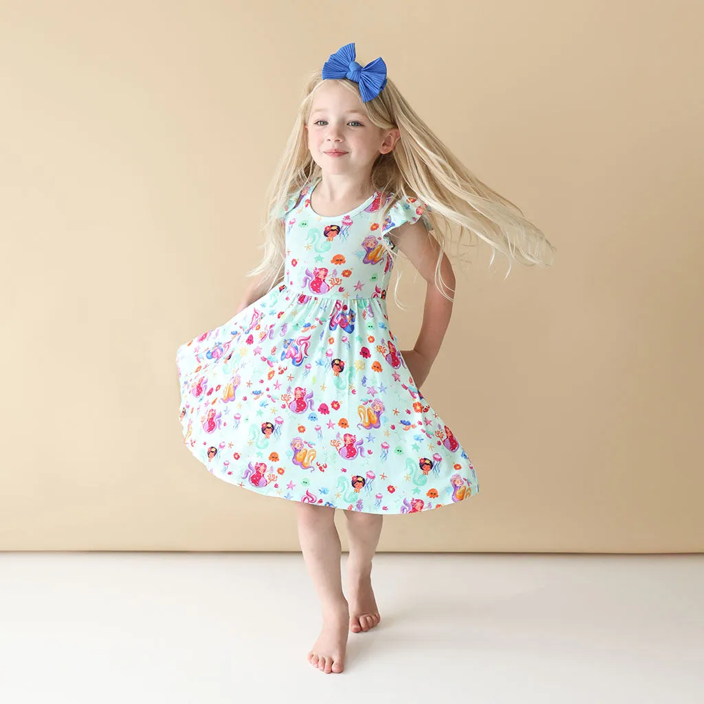Posh Peanut Kai Ruffled Capsleeve Basic Twirl Dress