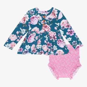 Posh Peanut Keisha L/S Henley Peplum Top & Bloomer Set