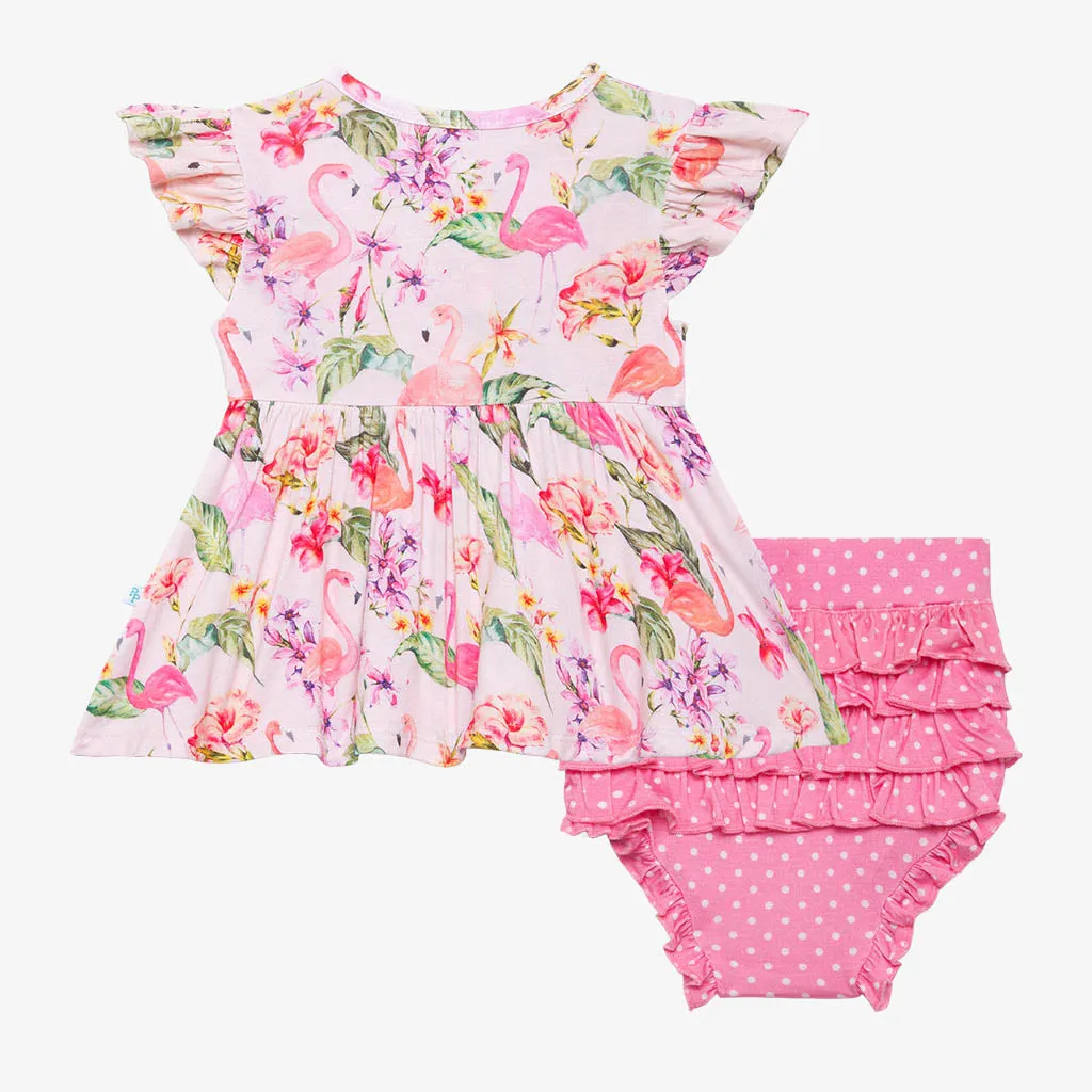 Posh Peanut Leilani Ruffled Capsleeve Henley Peplum Top & Bloomer Set
