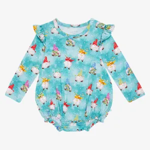 Posh Peanut Long Sleeve Ruffled Bubble Romper in Gnomey