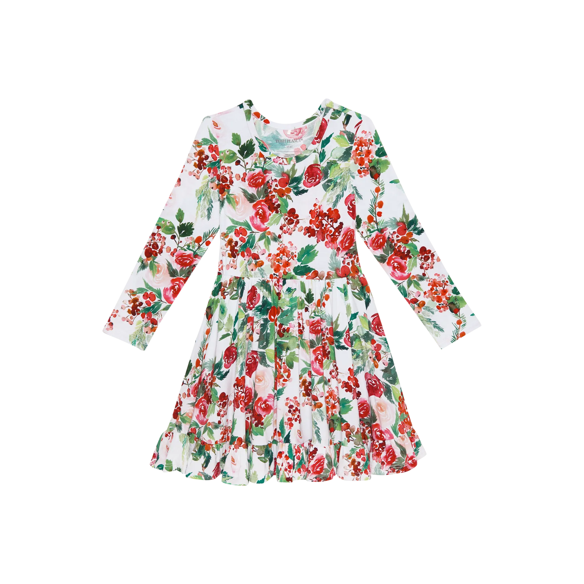 Posh Peanut Long Sleeve Ruffled Twirl Dress in Beatrix
