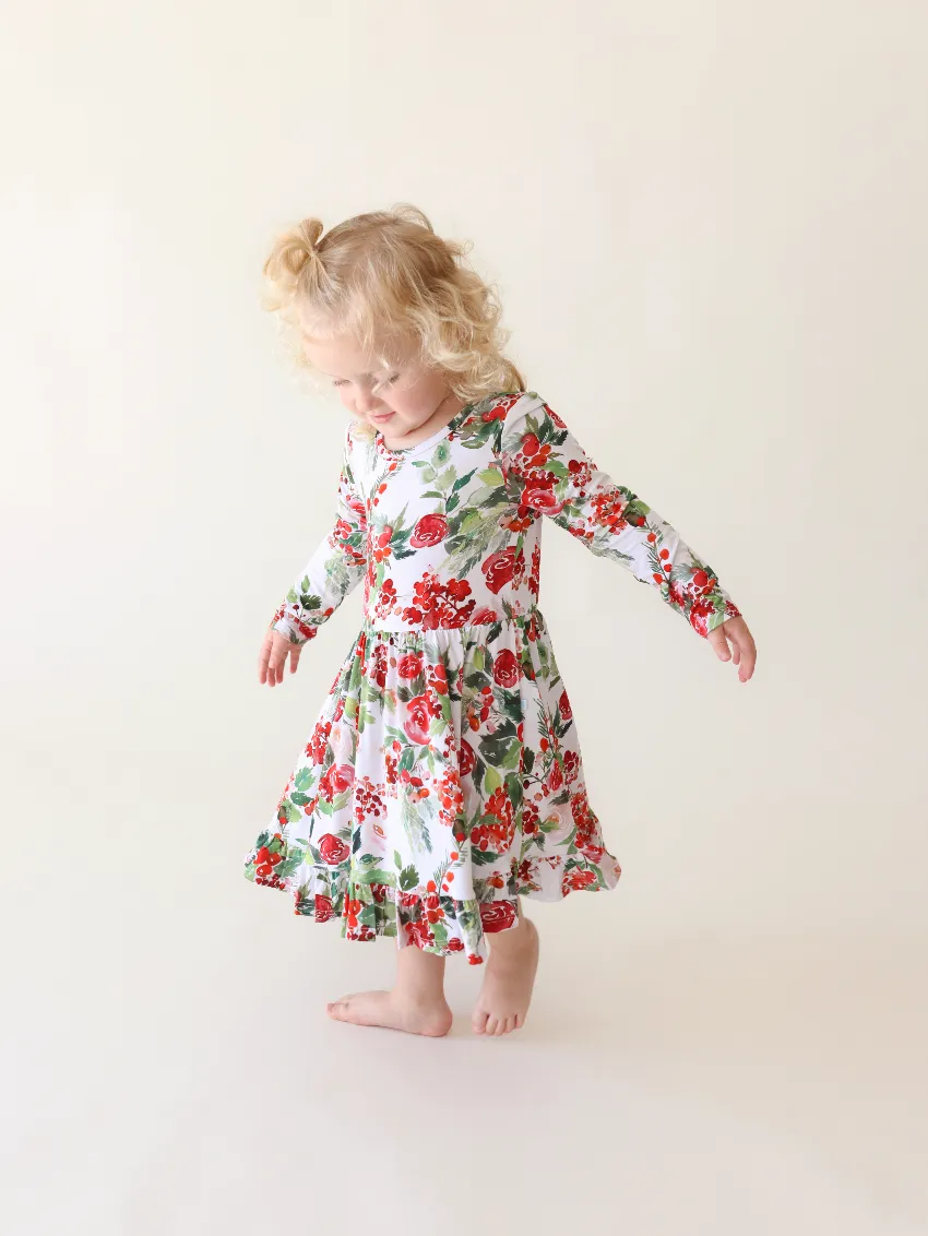Posh Peanut Long Sleeve Ruffled Twirl Dress in Beatrix