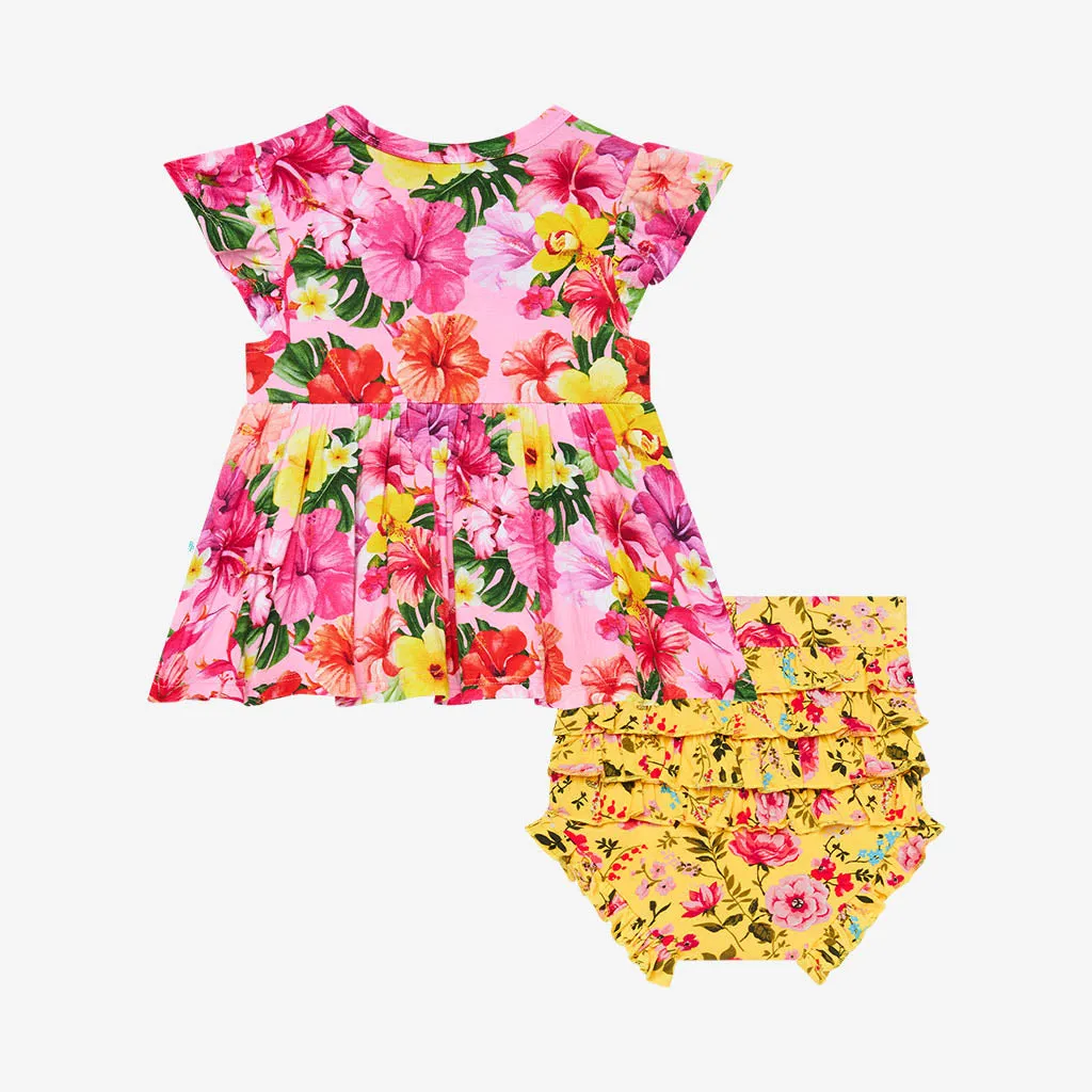 Posh Peanut Malana Ruffled Capsleeve Basic Peplum Top & Bloomer Set