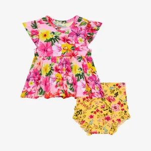 Posh Peanut Malana Ruffled Capsleeve Basic Peplum Top & Bloomer Set