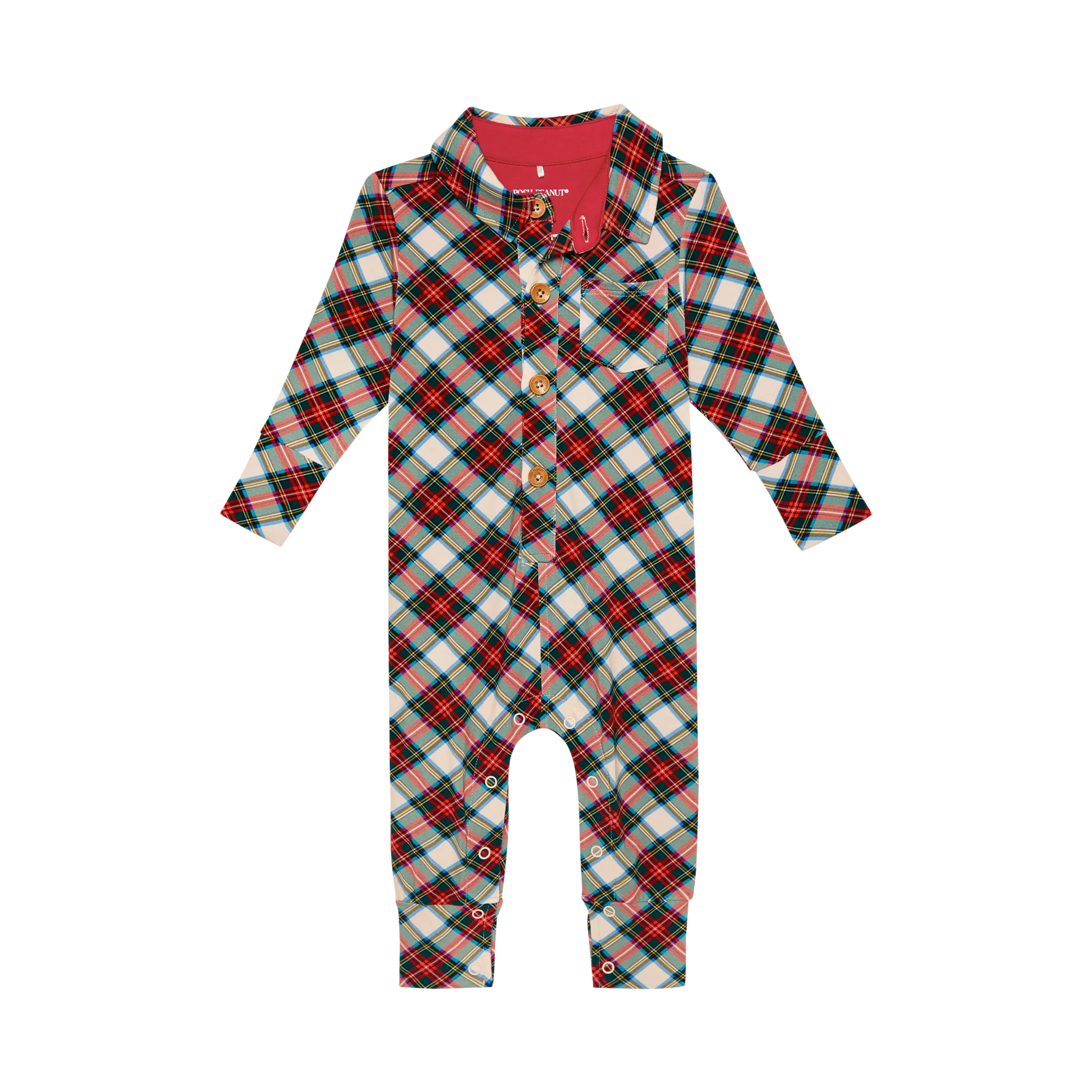 Posh Peanut Marqui Long Sleeve Collared Henley Romper