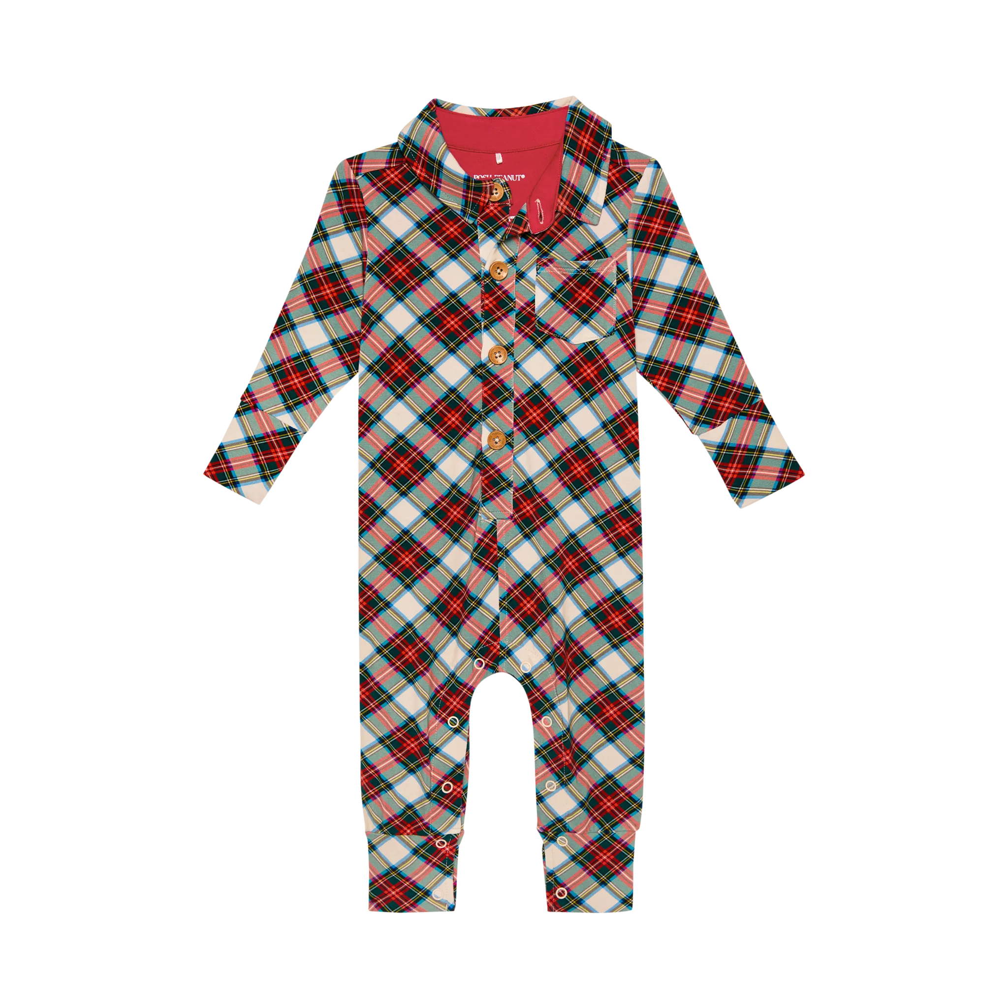 Posh Peanut Marqui Long Sleeve Collared Henley Romper