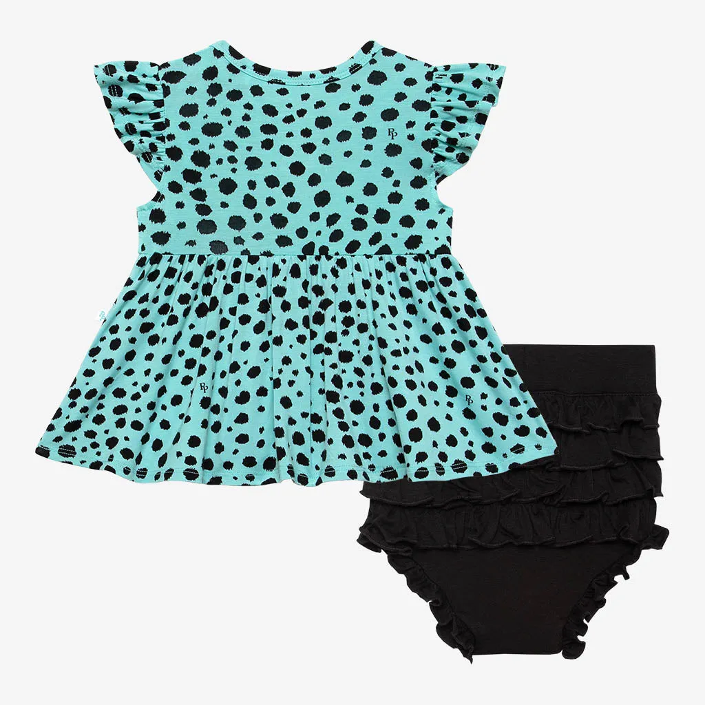 Posh Peanut Pebbles Ruffled Capsleeve Basic Peplum Top & Bloomer Set