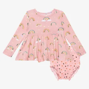 Posh Peanut Shay L/S Basic Peplum Top & Bloomer Set