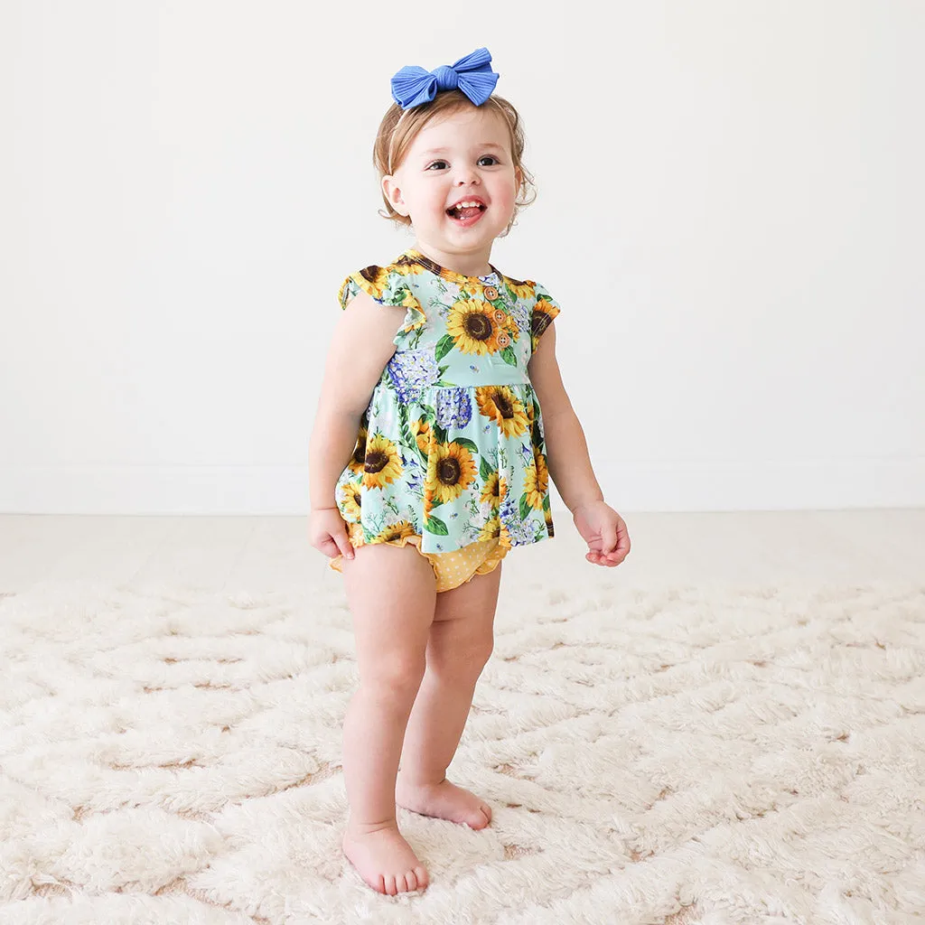 Posh Peanut Sunny Ruffled Capsleeve Henley Peplum Top & Bloomer Set