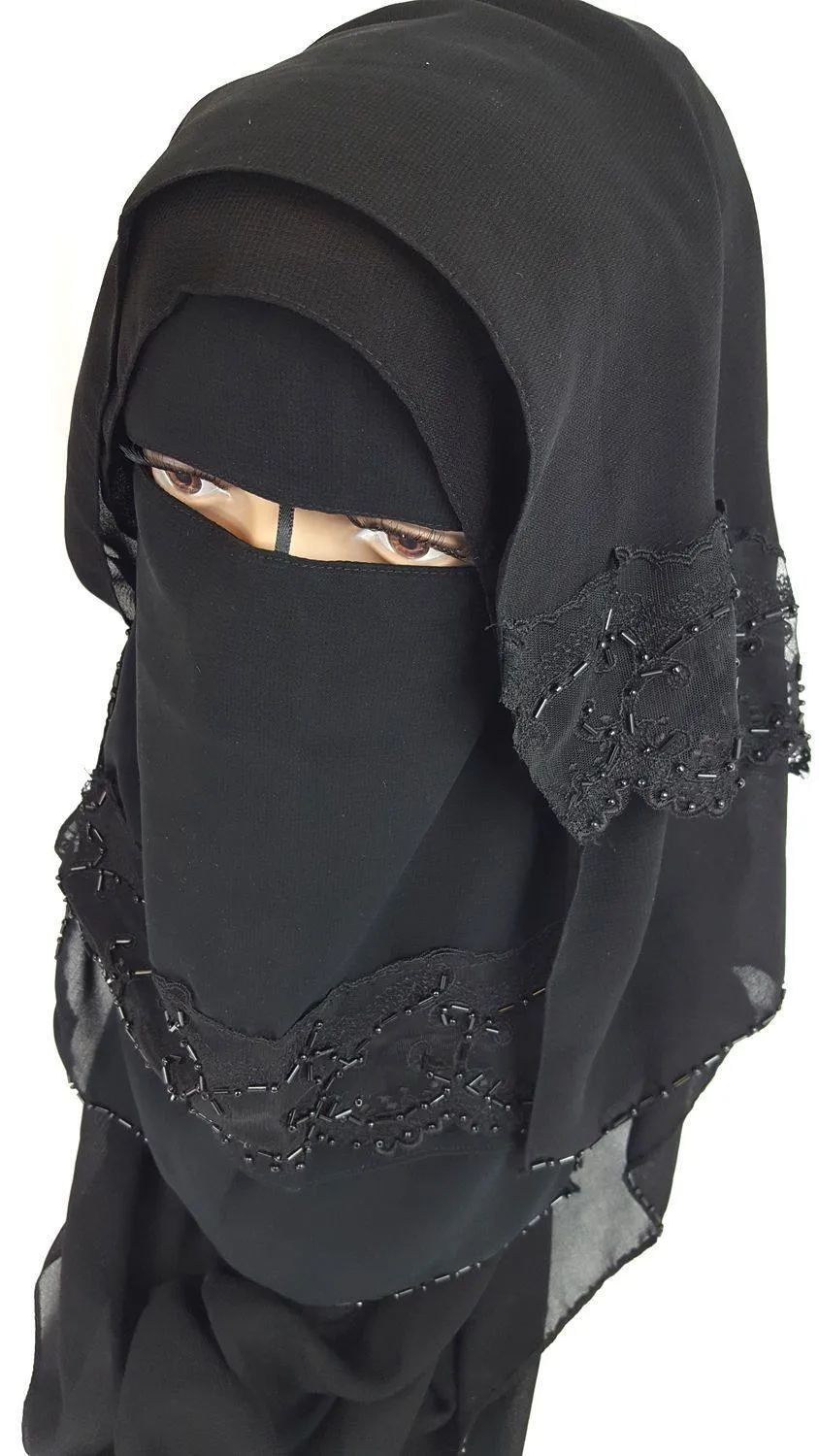 Premium Quality Women 2-PCS Black Niqab Scarf Set Collection