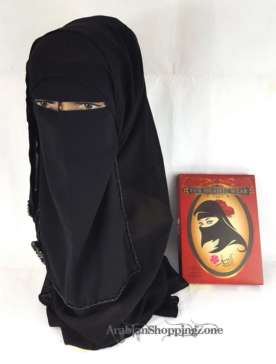 Premium Quality Women 2-PCS Black Niqab Scarf Set Collection