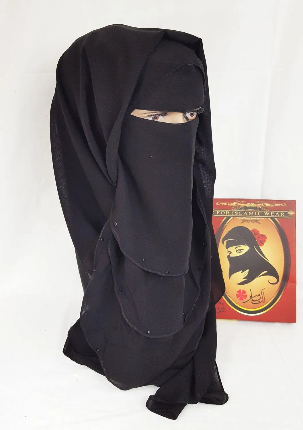 Premium Quality Women 2-PCS Black Niqab Scarf Set Collection