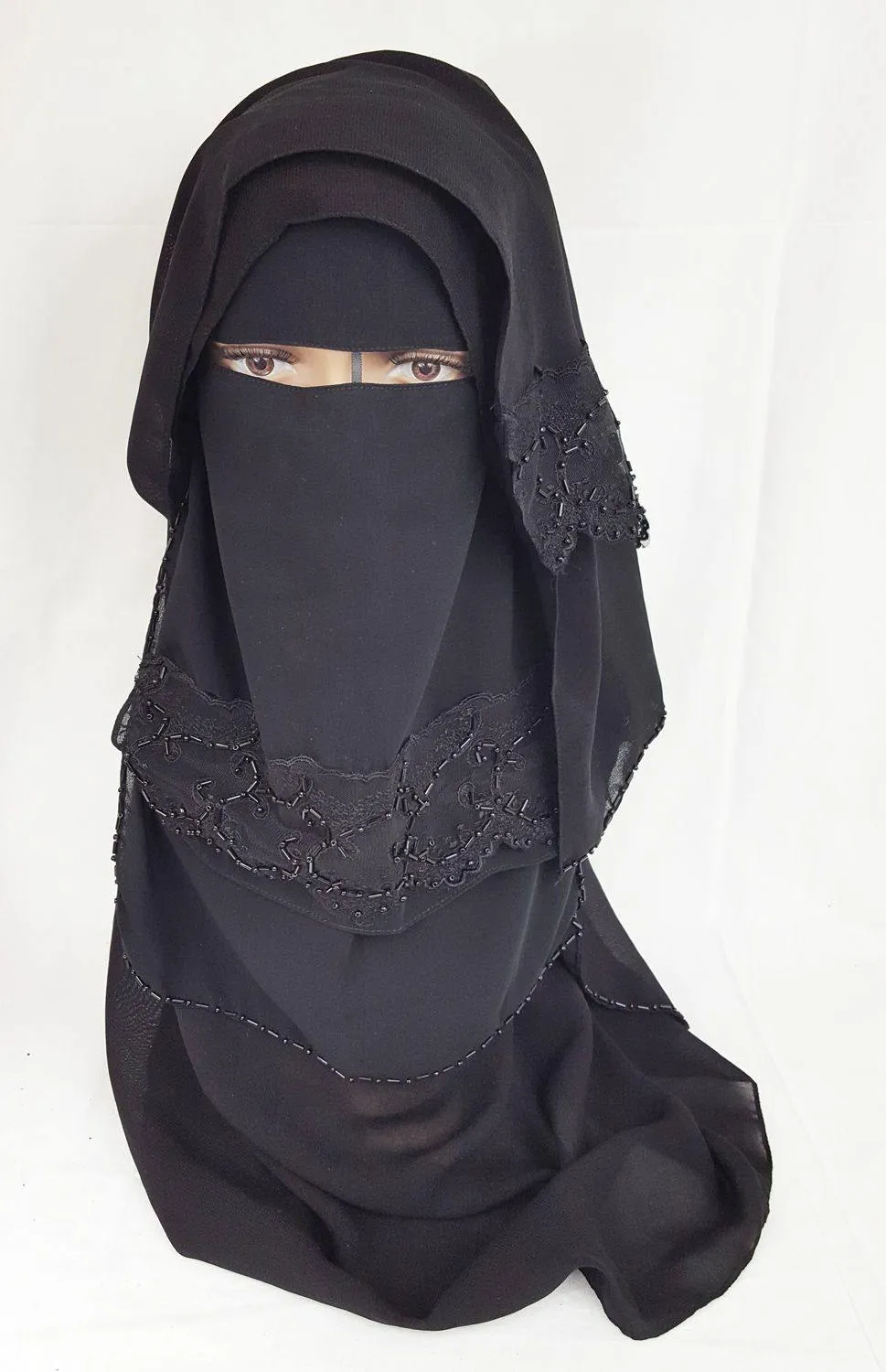 Premium Quality Women 2-PCS Black Niqab Scarf Set Collection