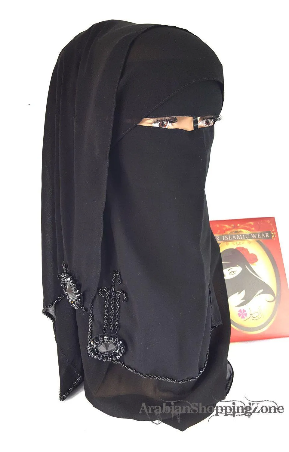Premium Quality Women 2-PCS Black Niqab Scarf Set Collection