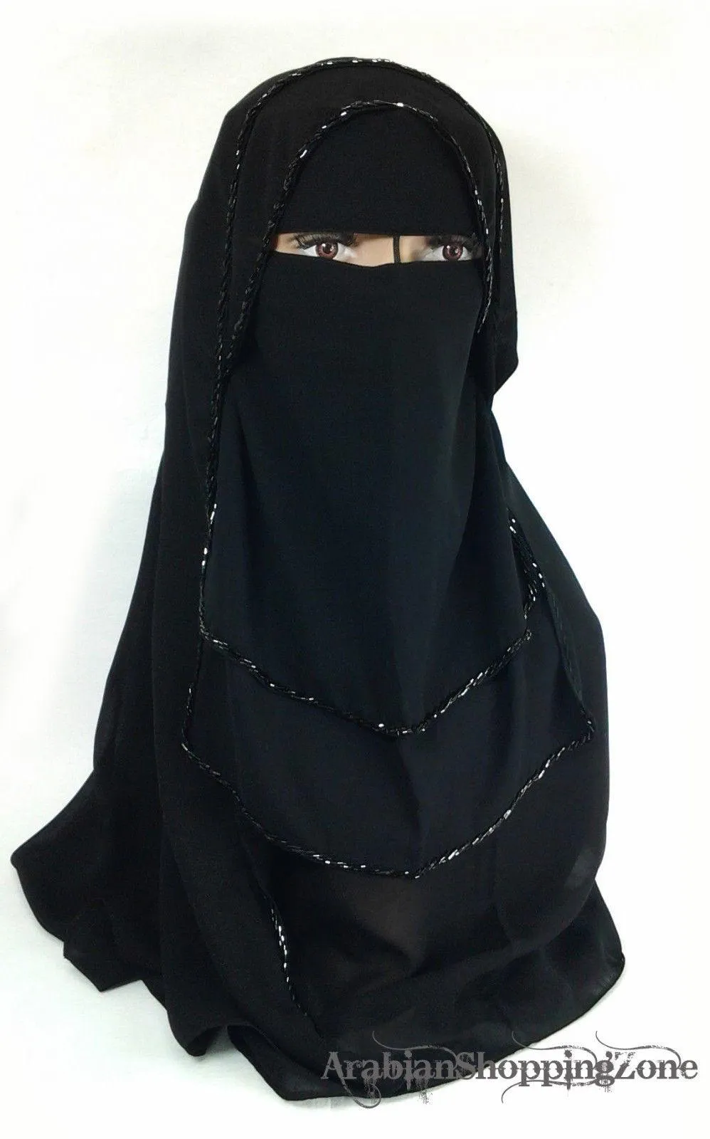 Premium Quality Women 2-PCS Black Niqab Scarf Set Collection